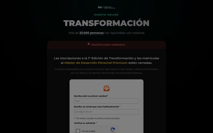 Screenshot of eventotransformatuvida.com