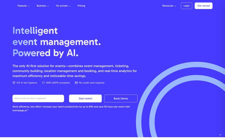 Snímek obrazovky eventpage.ai