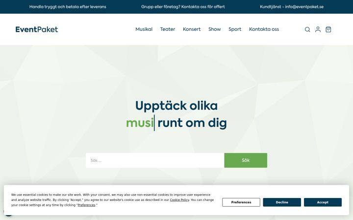 Ekraanipilt saidist eventpaket.se