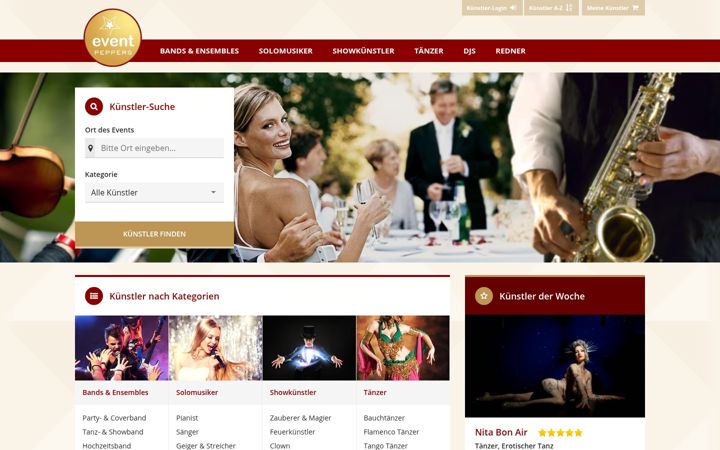 Screenshot of eventpeppers.com