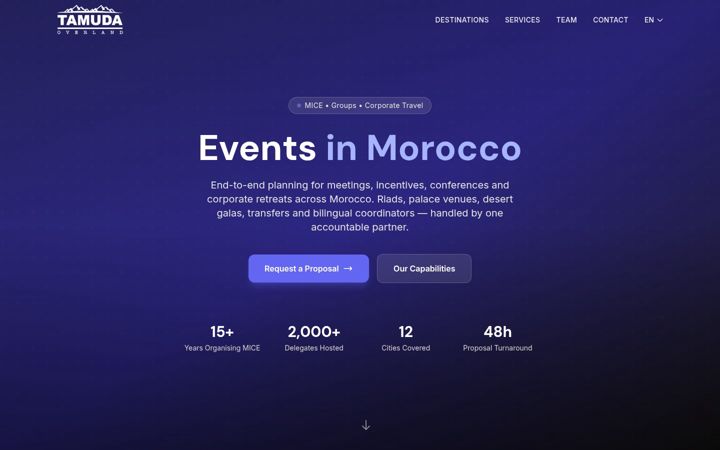 Screenshot of events-in-morocco.com