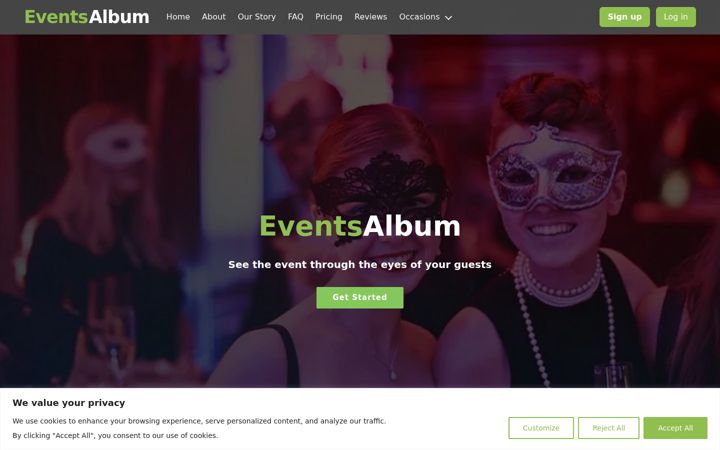 Screenshot of eventsalbum.com