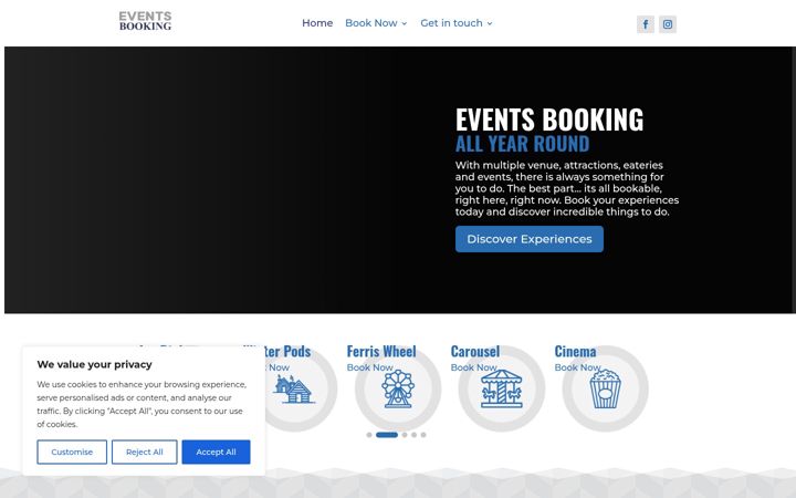Captura de pantalla de eventsbooking.co.uk