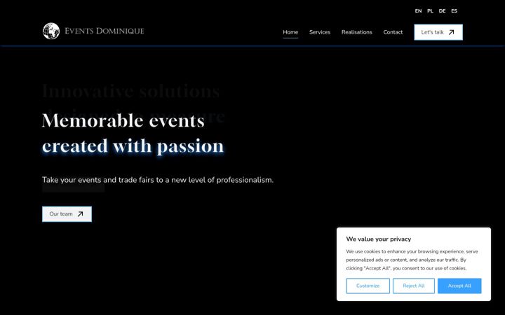 Screenshot of eventsdominique.pl