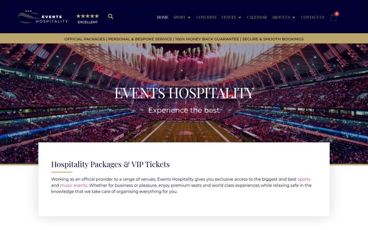Captura de pantalla de eventshospitality.co.uk