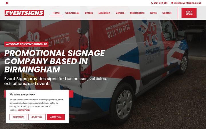 Captura de pantalla de eventsigns.co.uk