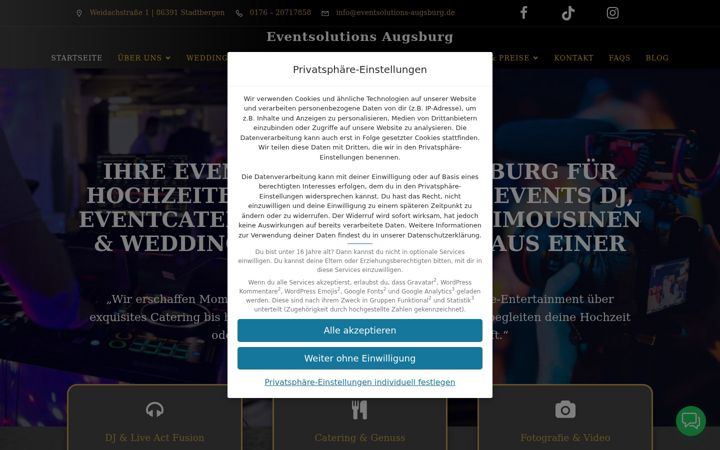 Screenshot of eventsolutions-augsburg.de