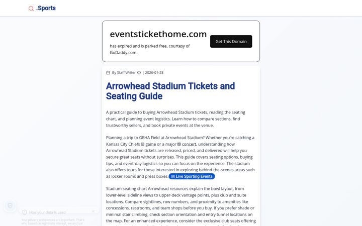 Screenshot of eventstickethome.com