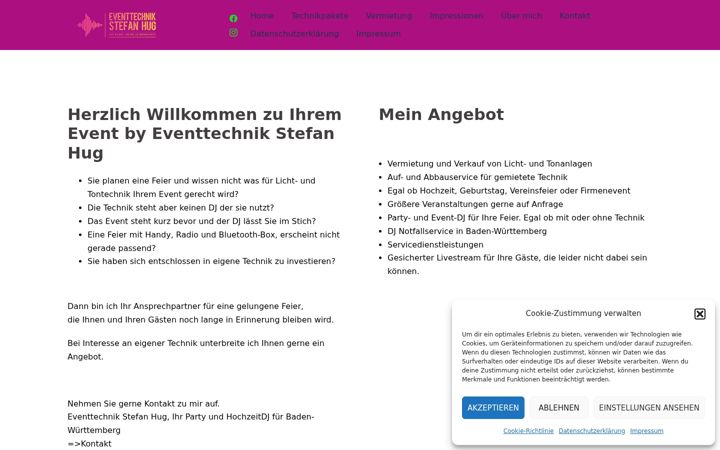 Screenshot of eventtechnik-hug.de