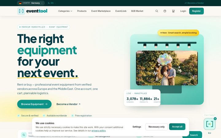 Screenshot of eventtool.com