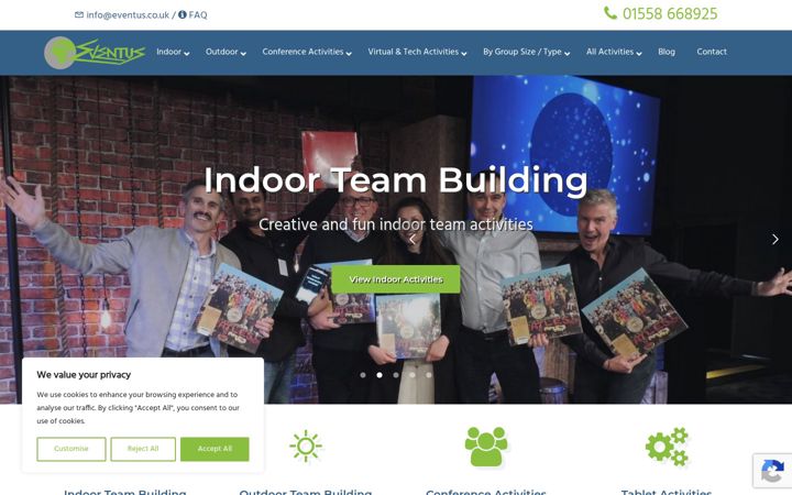 Screenshot of eventus.co.uk