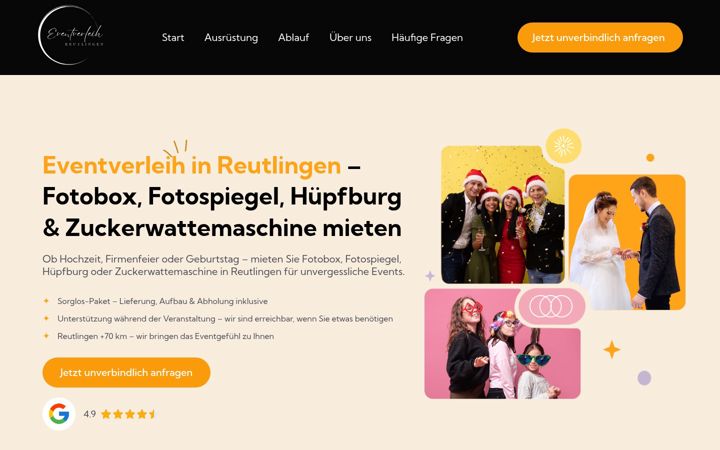 Skärmbild av eventverleih-reutlingen.de