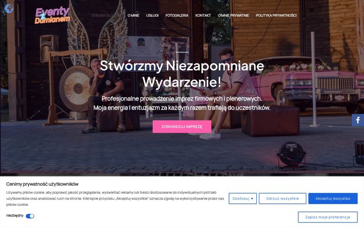 Screenshot of eventyzdamianem.pl