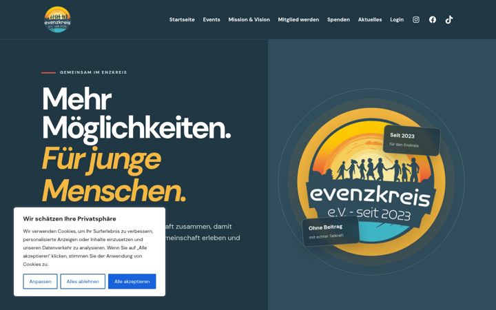 Screenshot stránky evenzkreis.de