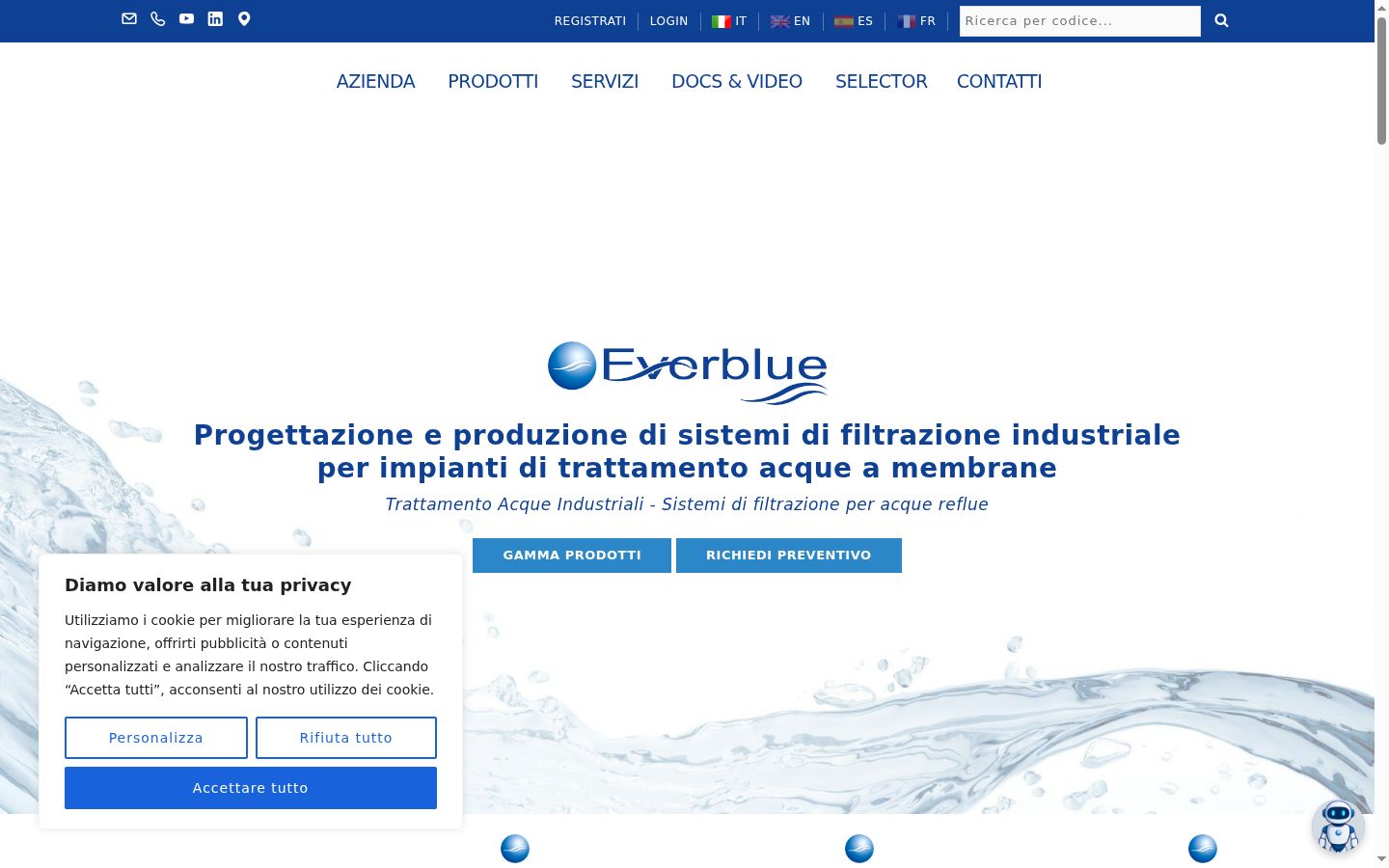 Screenshot del banner di consenso mostrato prima di qualsiasi interazione