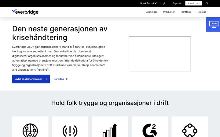 Screenshot of everbridge.no
