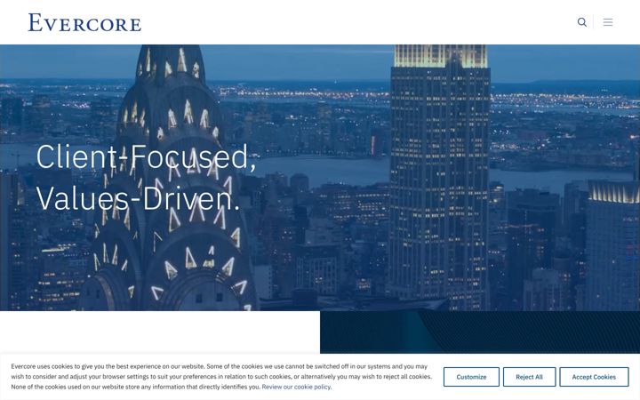 Screenshot of evercore.com