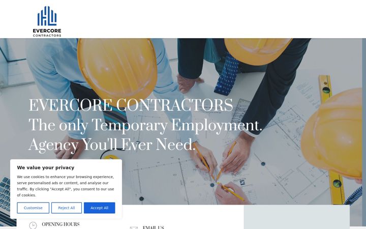 Screenshot of evercorecontractors.co.uk