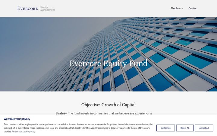 Screenshot of evercoreequityfund.com