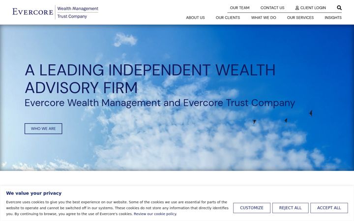 Screenshot of evercorewealthandtrust.com