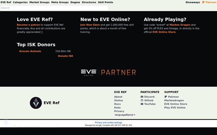 Captura de pantalla de everef.net