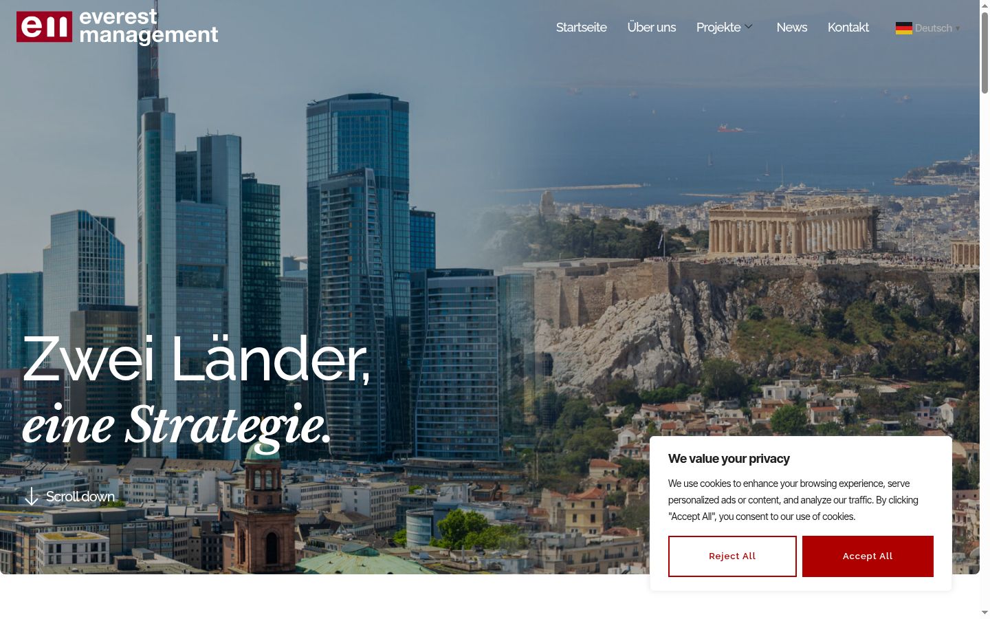 Screenshot of the consent banner shown before any interaction