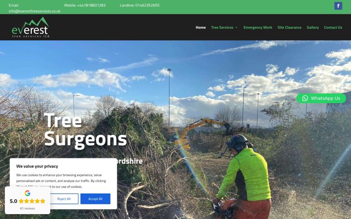 Snímek obrazovky everesttreeservices.co.uk