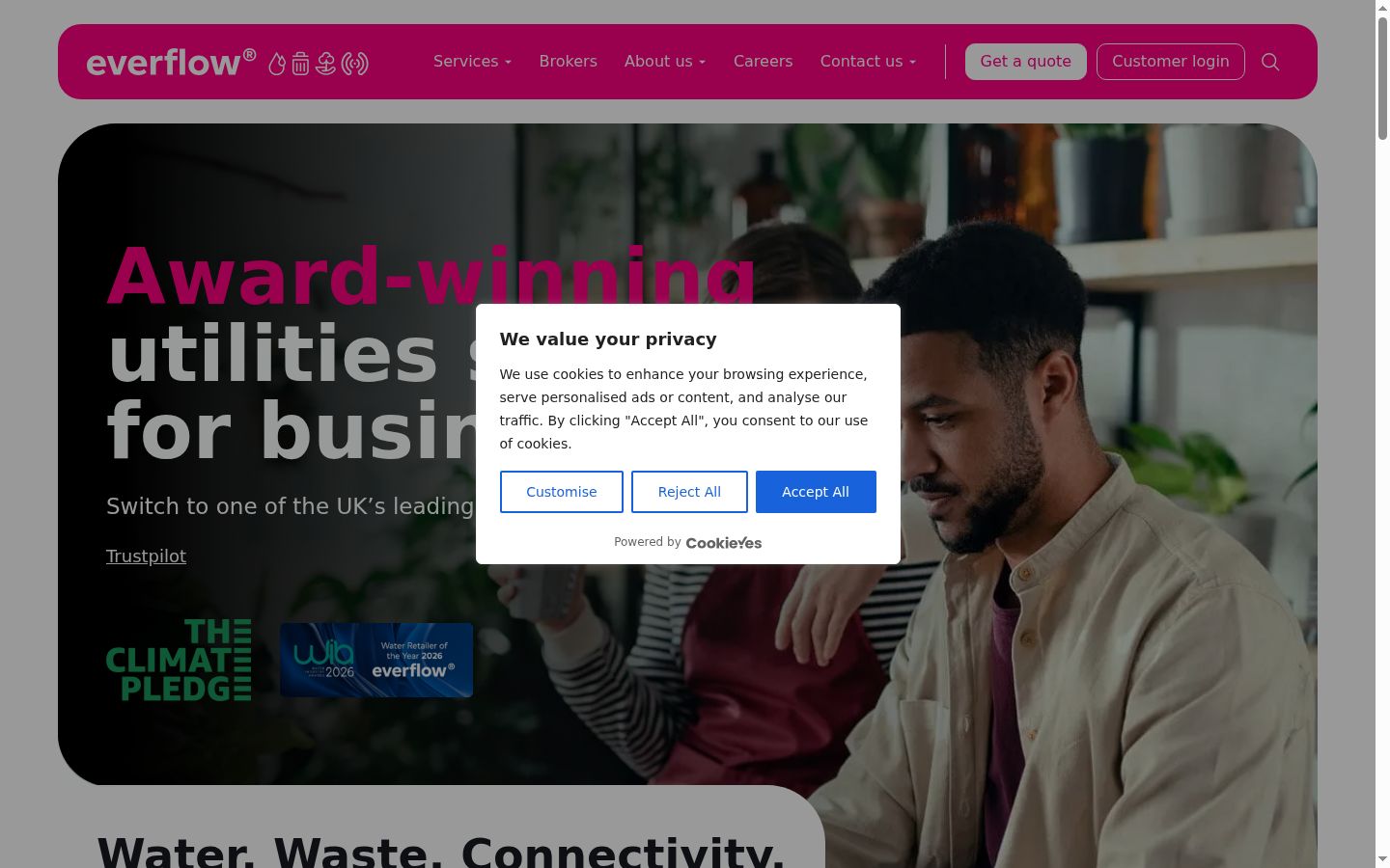 Screenshot of the consent banner shown before any interaction