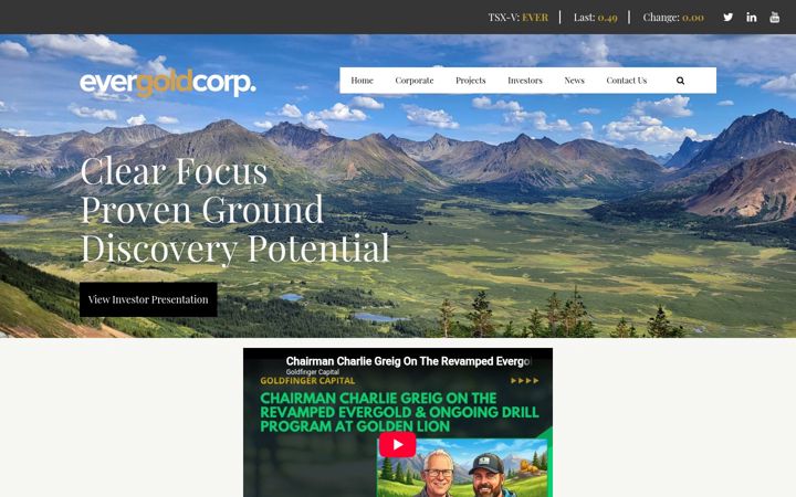 Screenshot of evergoldcorp.ca