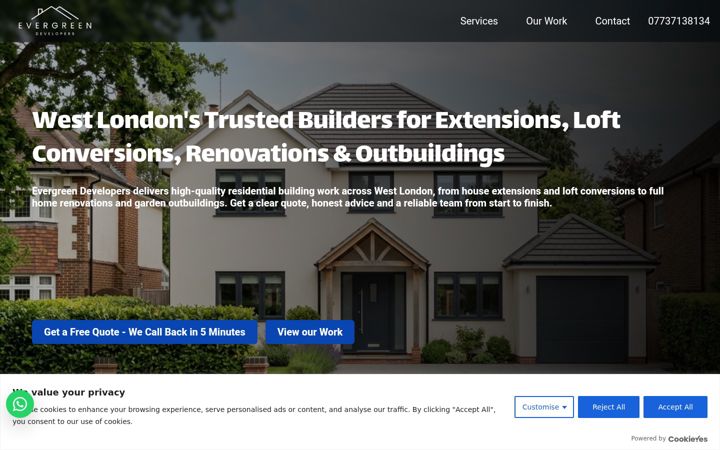 Zrzut ekranu evergreendevelopers.co.uk
