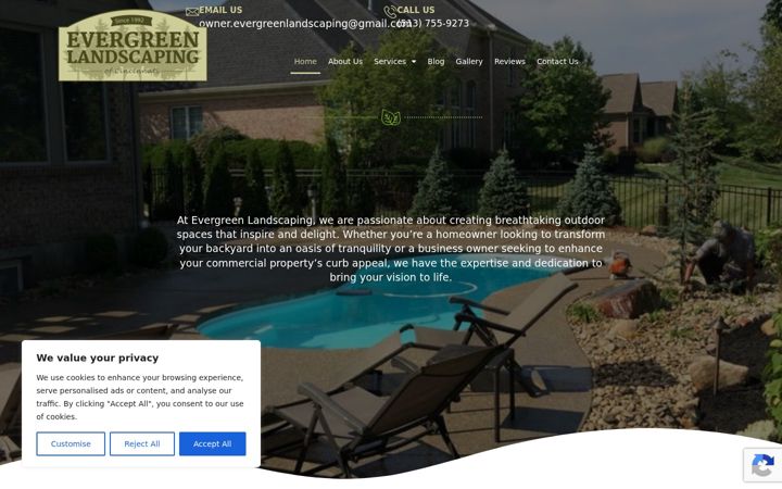 Screenshot of evergreenlandscapingofcincinnati.com
