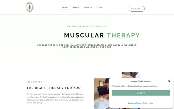 Screenshot of evergreenmusculartherapy.com
