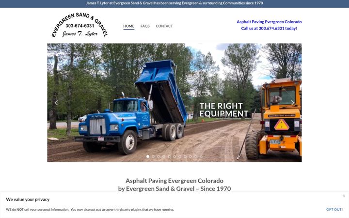 Screenshot of evergreensandgravelasphaltpaving.com