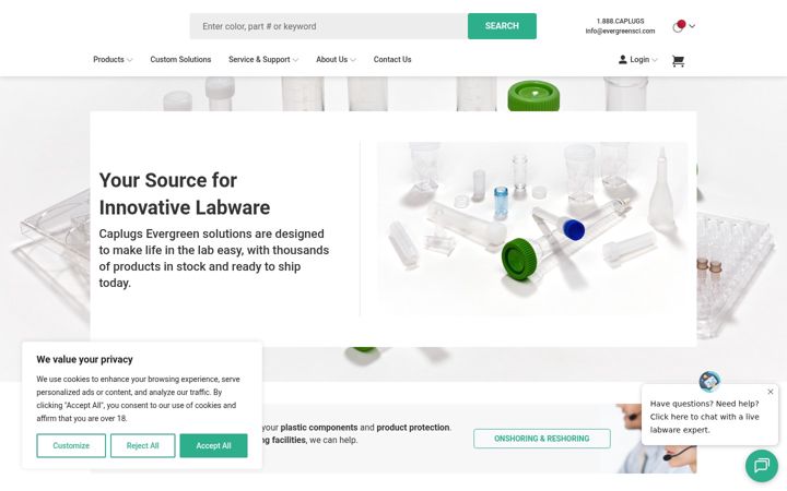 Screenshot of evergreensci.com