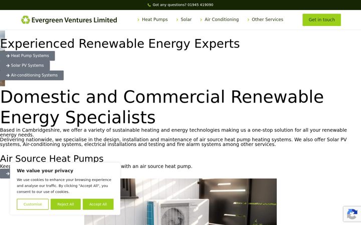 Screenshot of evergreenventuresltd.co.uk