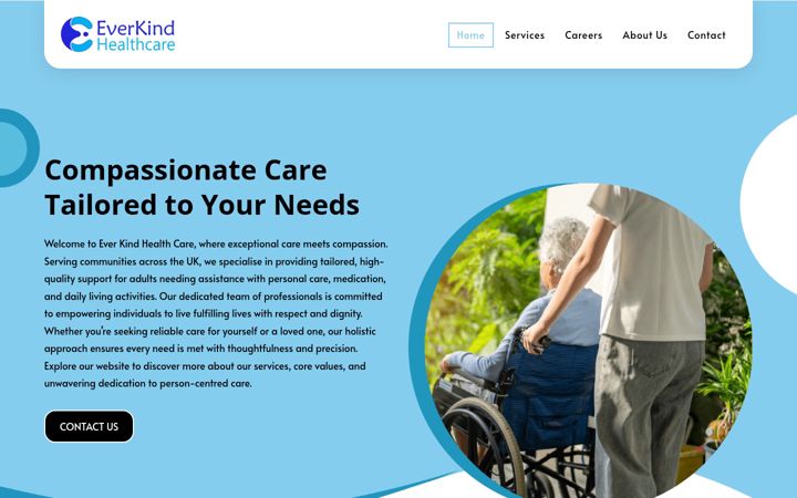 Kuvakaappaus sivustosta everkindhealthcare.co.uk
