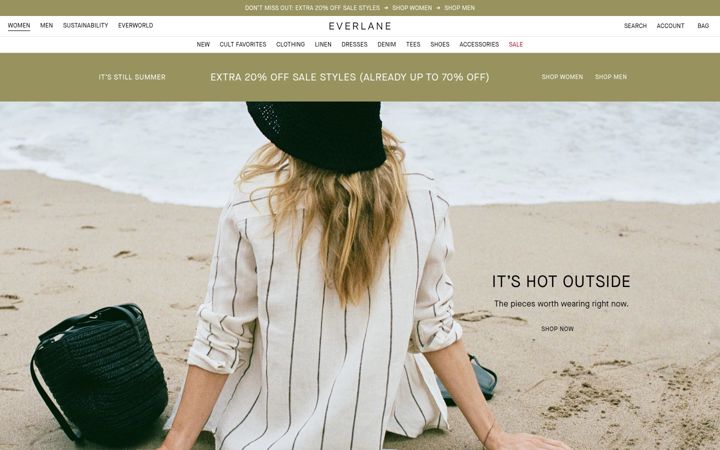 Skærmbillede af everlane.com
