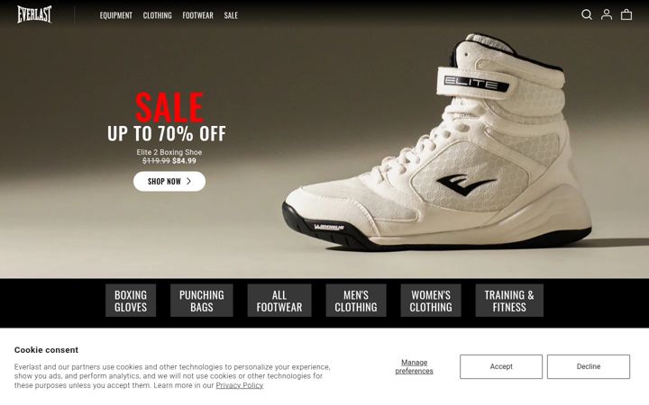Captura de ecrã de everlast.com
