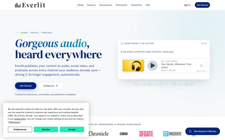 Screenshot of everlit.audio