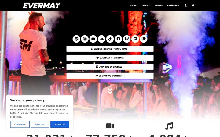 Screenshot of evermaymusic.com