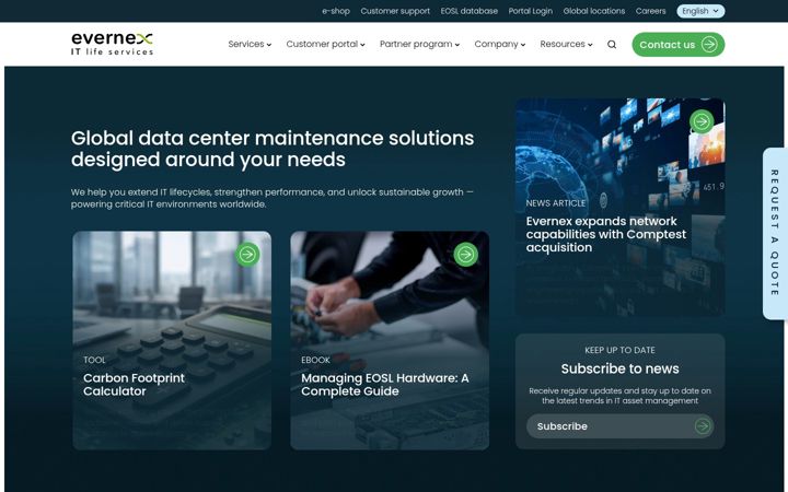 Screenshot of evernexonline.com