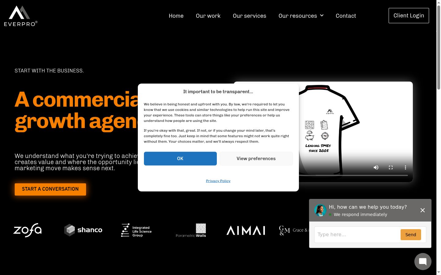Captura de pantalla del banner de consentimiento mostrado antes de cualquier interacción