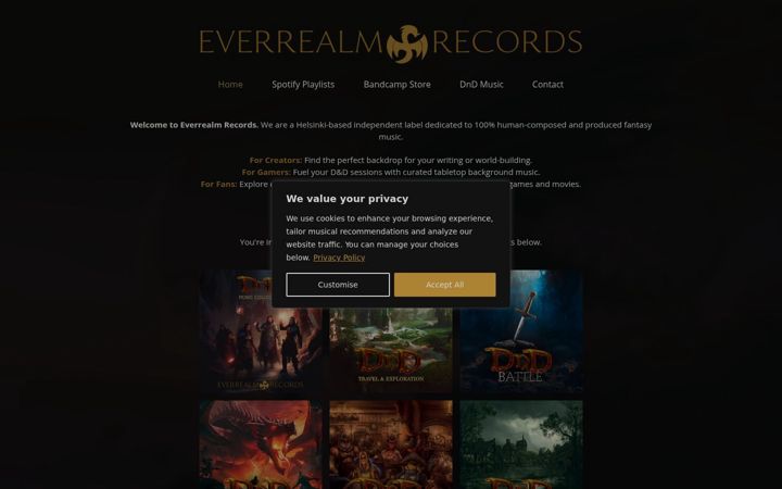 Screenshot of everrealmrecords.com