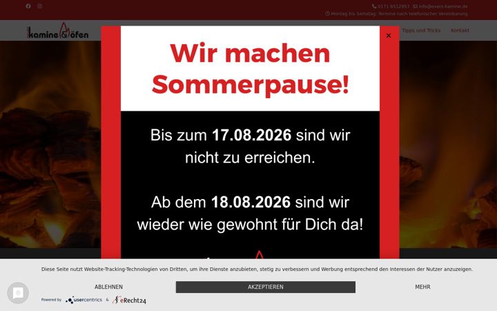 Screenshot of evers-kamine.de