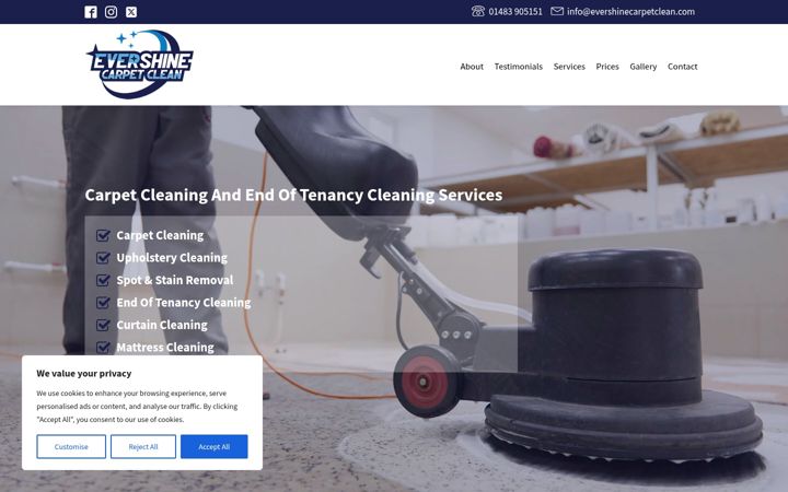 Screenshot of evershinecarpetclean.com