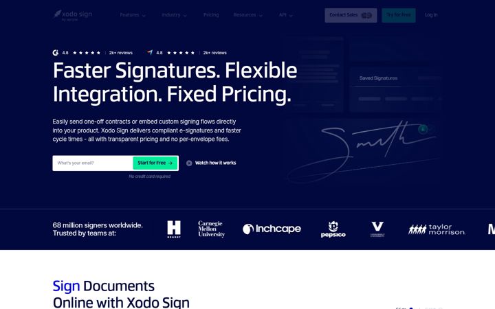 Screenshot stránky eversign.com