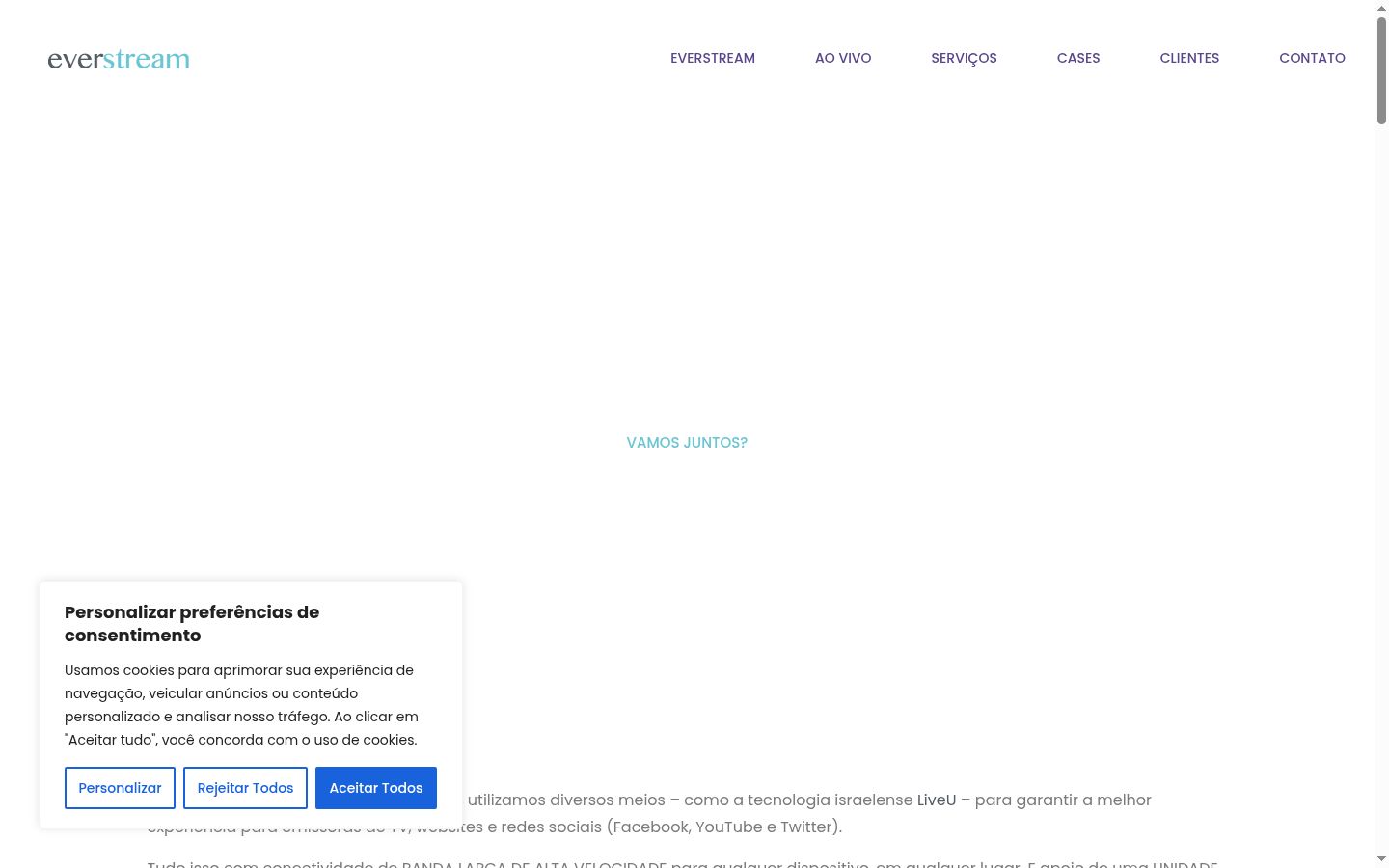 Screenshot des Einwilligungsbanners vor jeglicher Interaktion