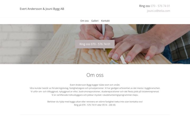 Screenshot of evertandersson-byggab.se
