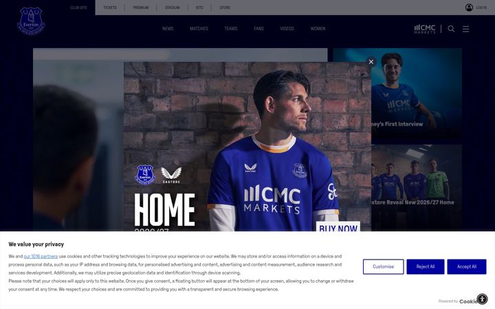 Screenshot of evertonfc.com