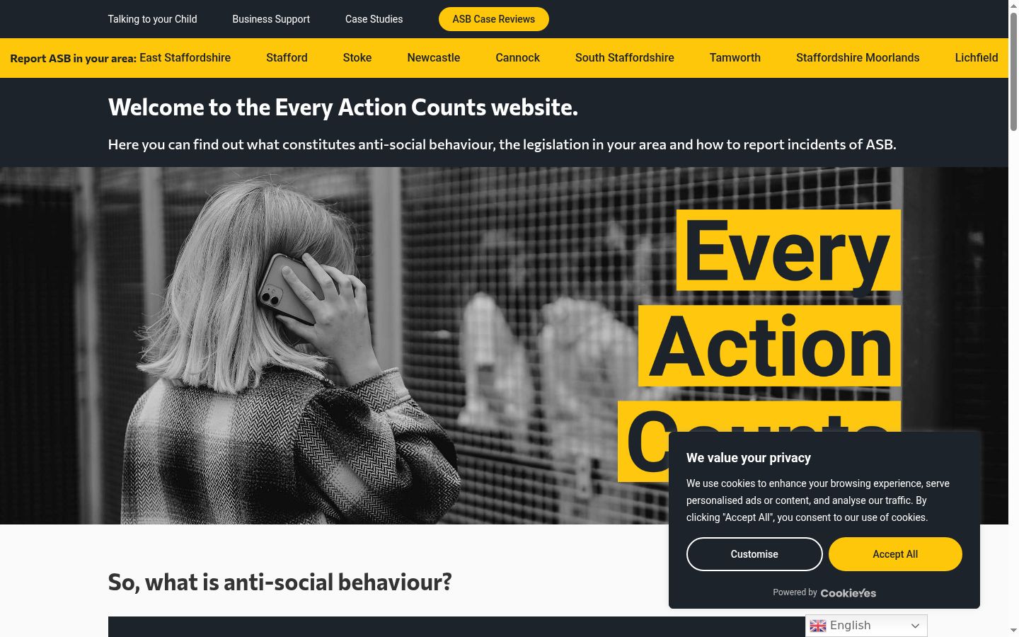 Captura de ecrã do banner de consentimento apresentado antes de qualquer interação